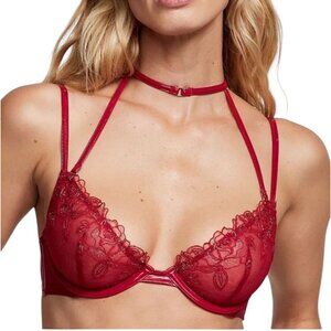 Victoria's Secret VERY SEXY Unlined Floral Embroidered Demi Bra NWT, 34DD